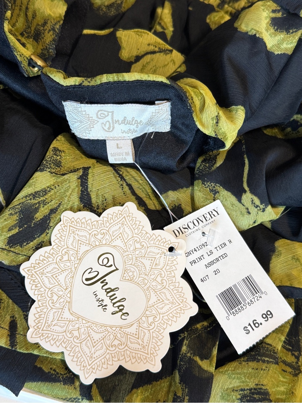 NWT Indulge Instyle Black & Green Floral Wrap Romper Tie Waist L - Picture 6 of 7